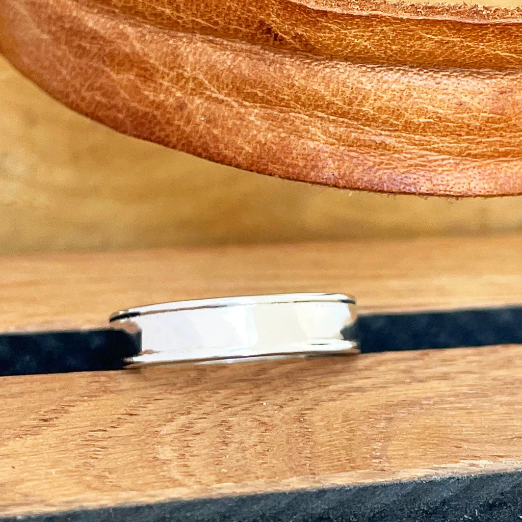 Silver Double Grooved Banded Ring