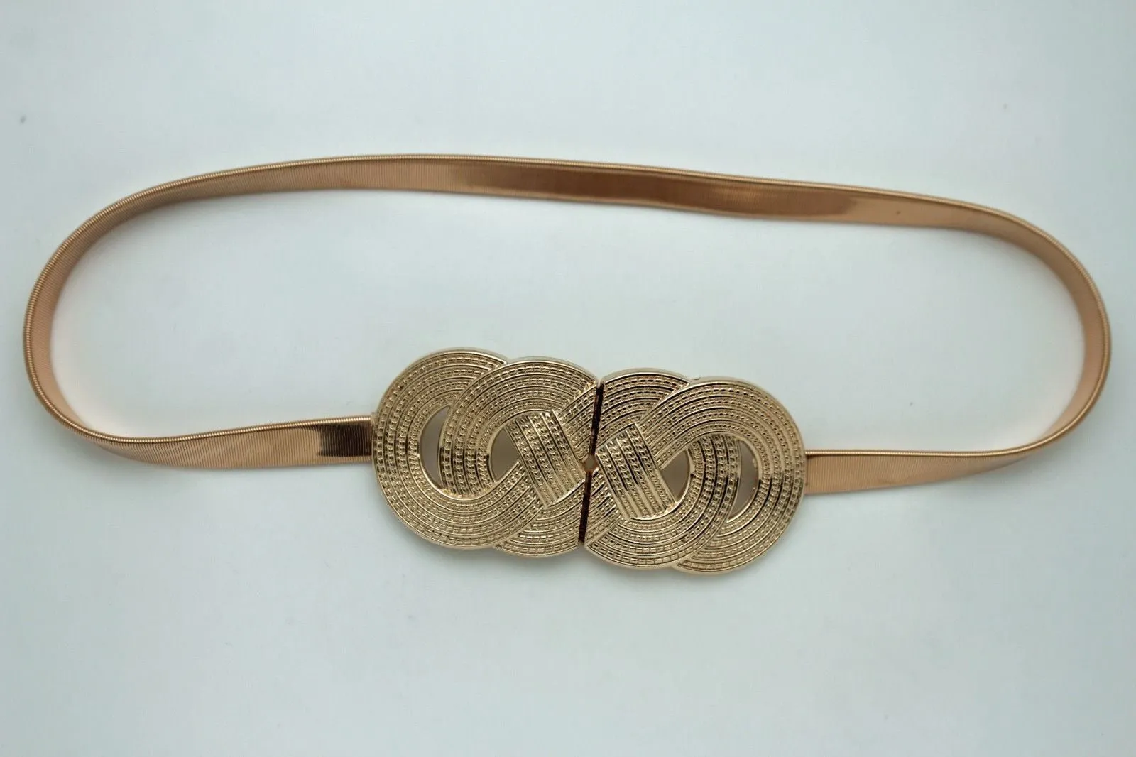 Silver Gold Metal Band Elastic Hip Waist Belt Big Braid Buckle Plus Size
