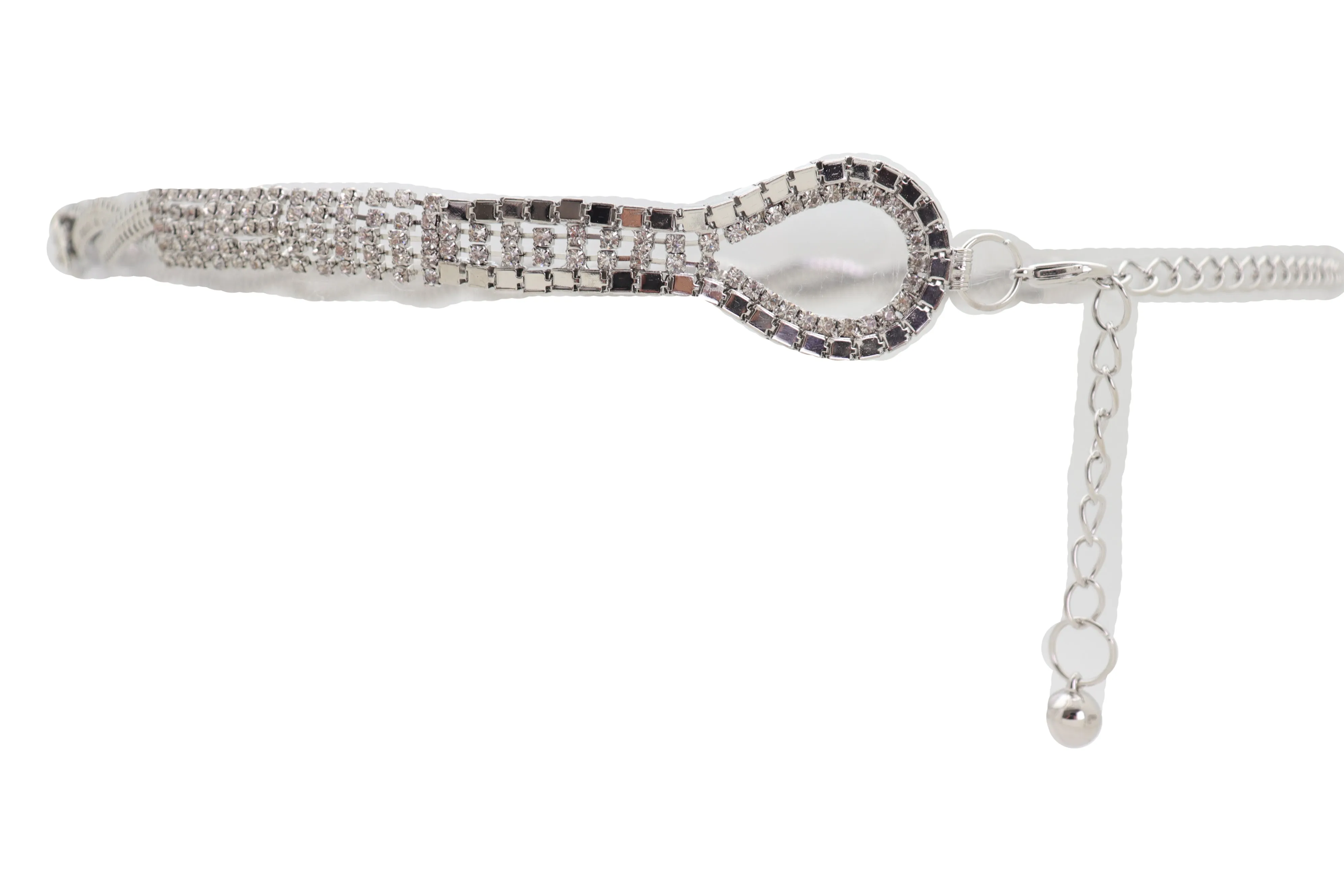 Silver Metal Chain Flowers Charms Belt Hip High Waist Fit Size S M