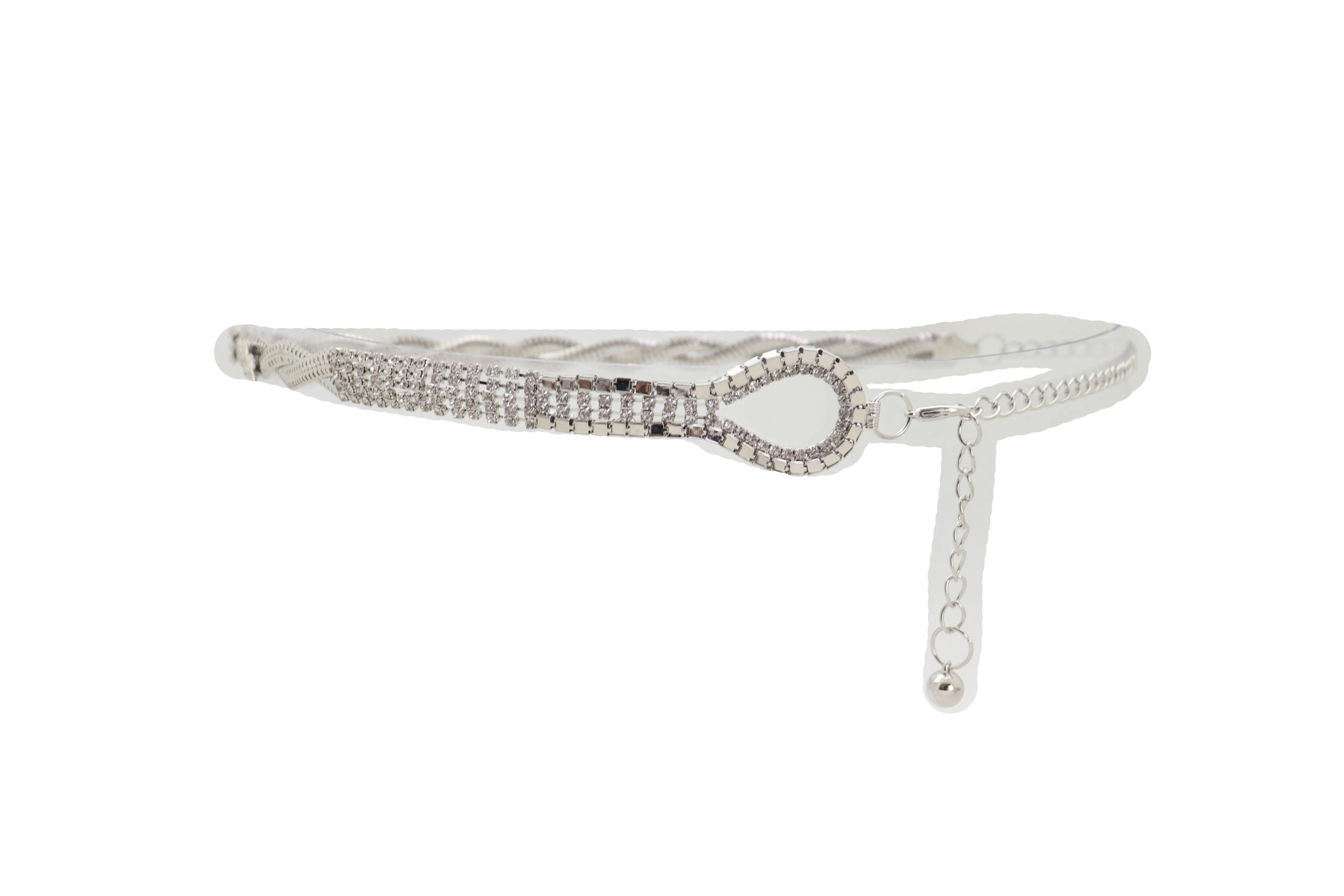 Silver Metal Chain Flowers Charms Belt Hip High Waist Fit Size S M