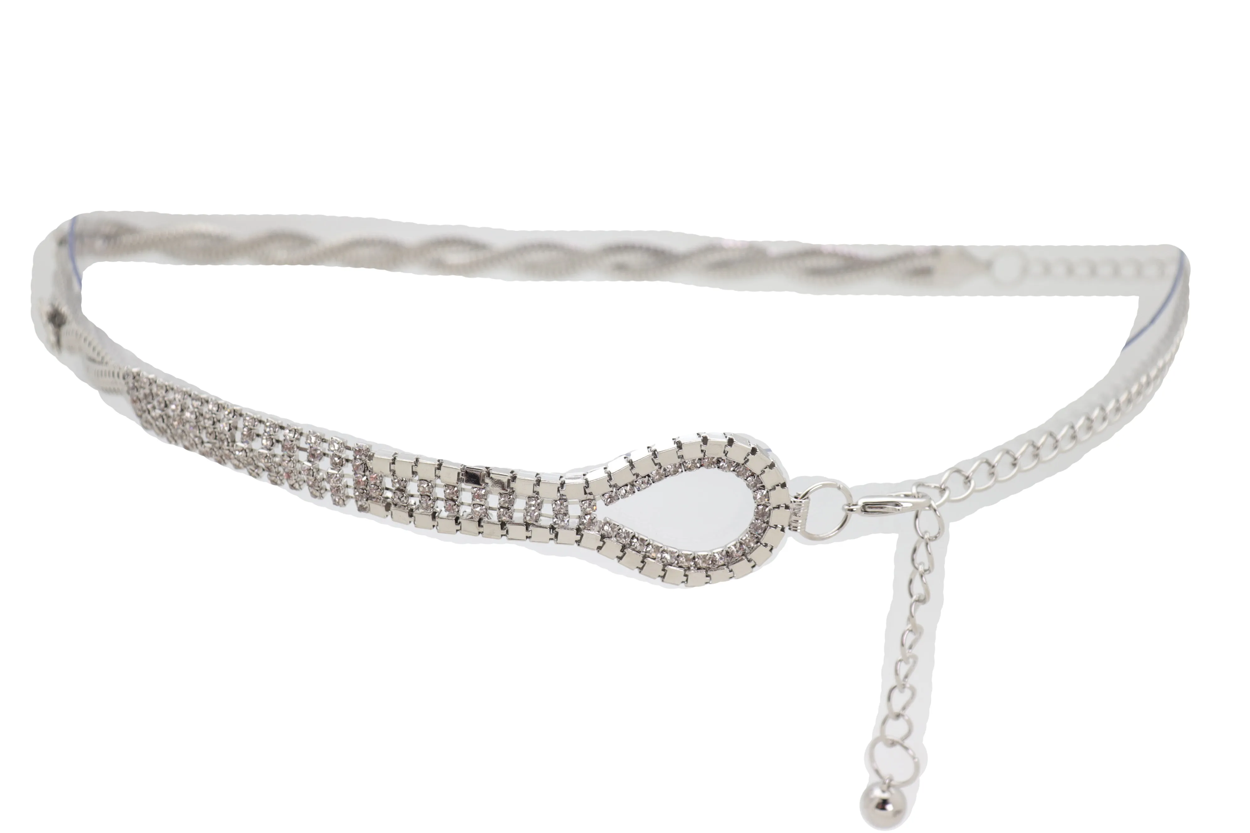 Silver Metal Chain Flowers Charms Belt Hip High Waist Fit Size S M