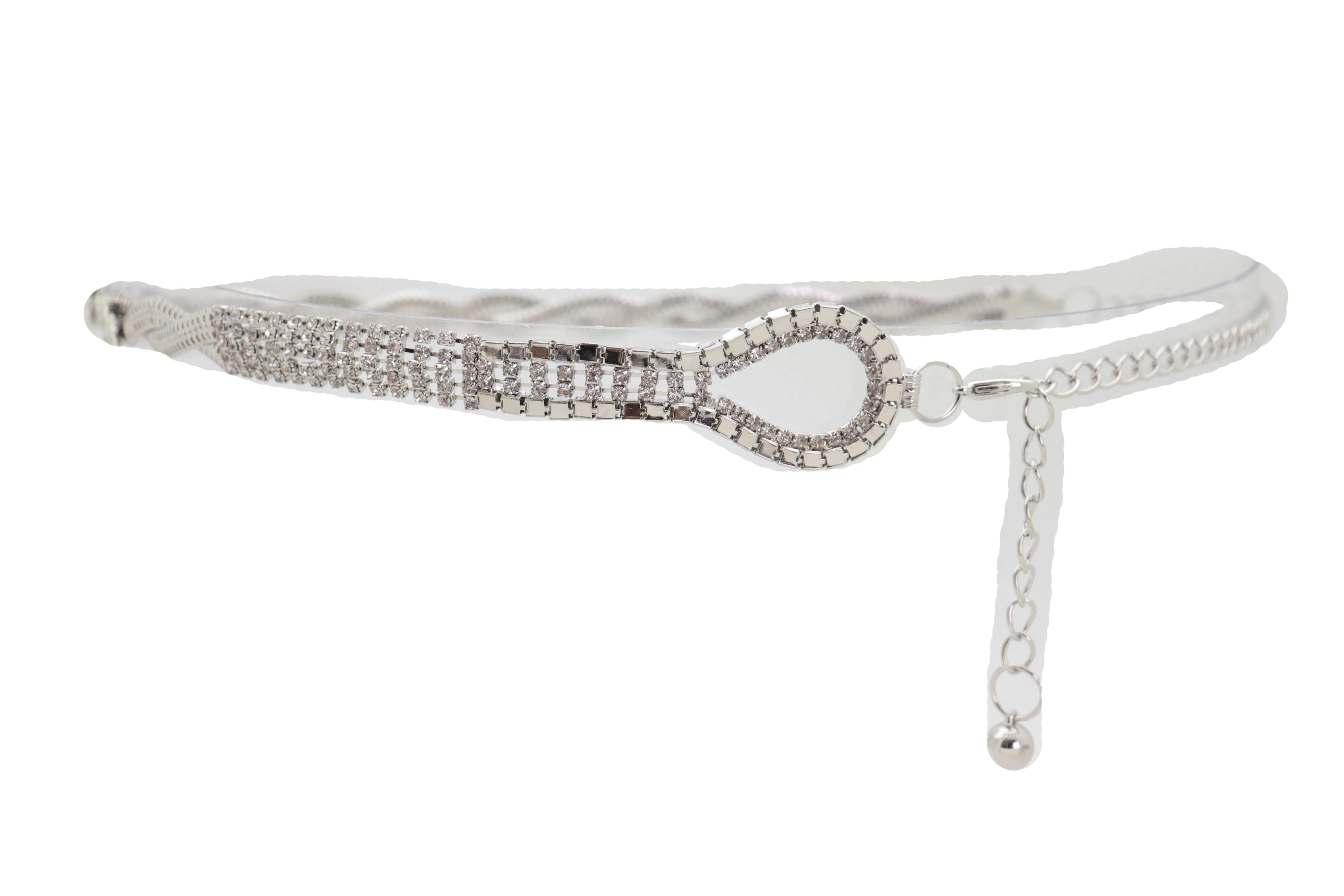 Silver Metal Chain Flowers Charms Belt Hip High Waist Fit Size S M