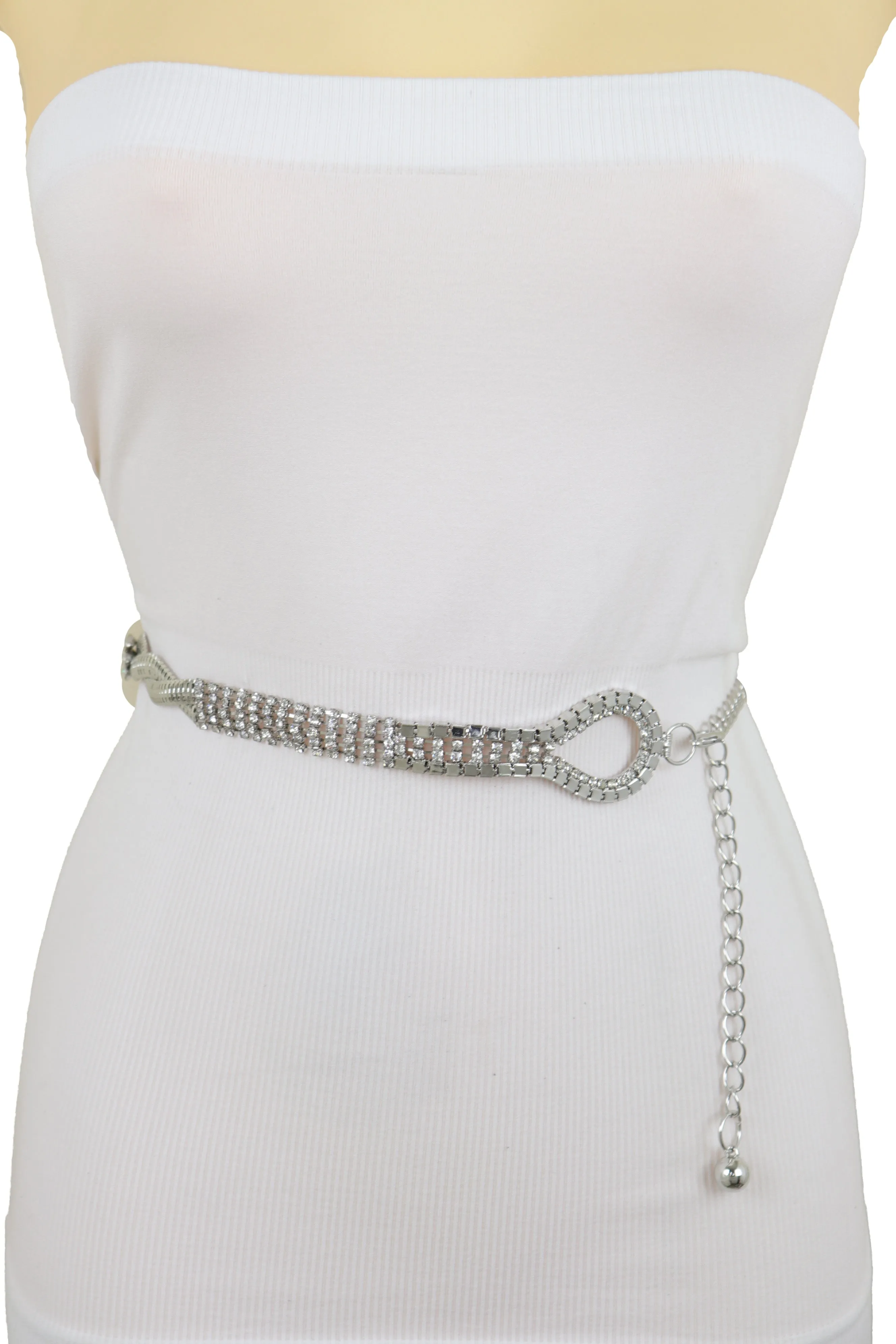 Silver Metal Chain Flowers Charms Belt Hip High Waist Fit Size S M