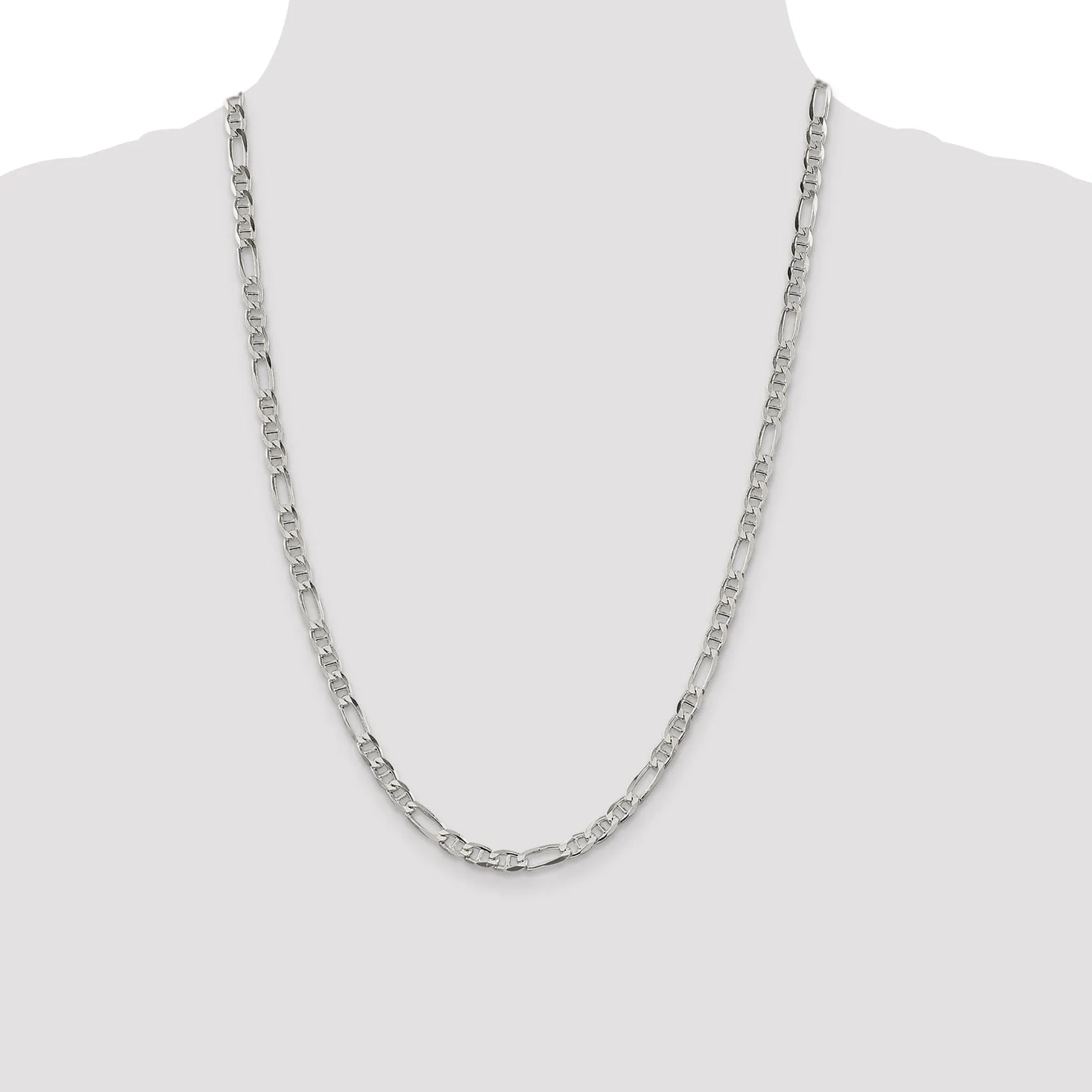 Silver Polished 4.50-mm Figaro Anchor Chain