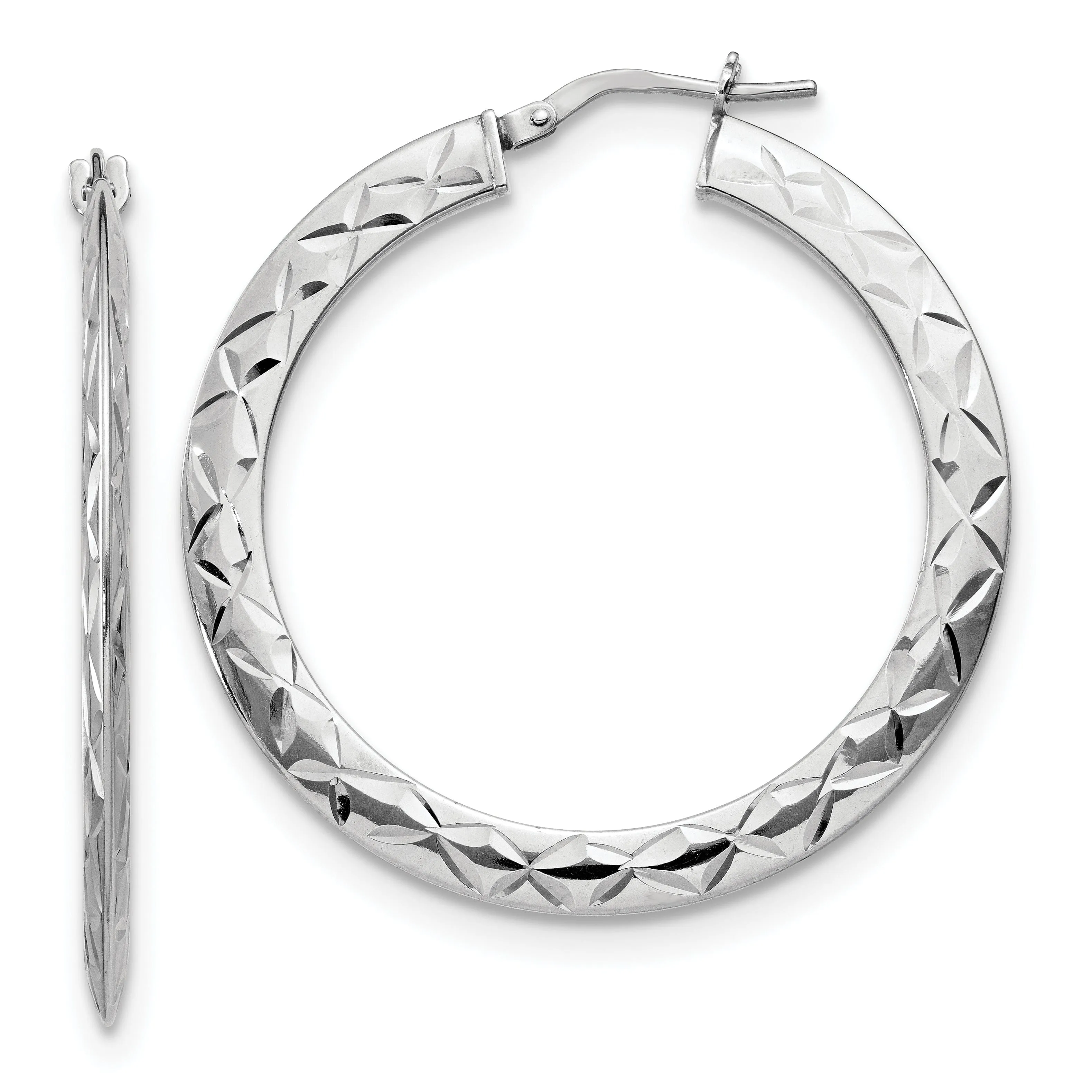 Silver Polished D.C Hoop Earrings