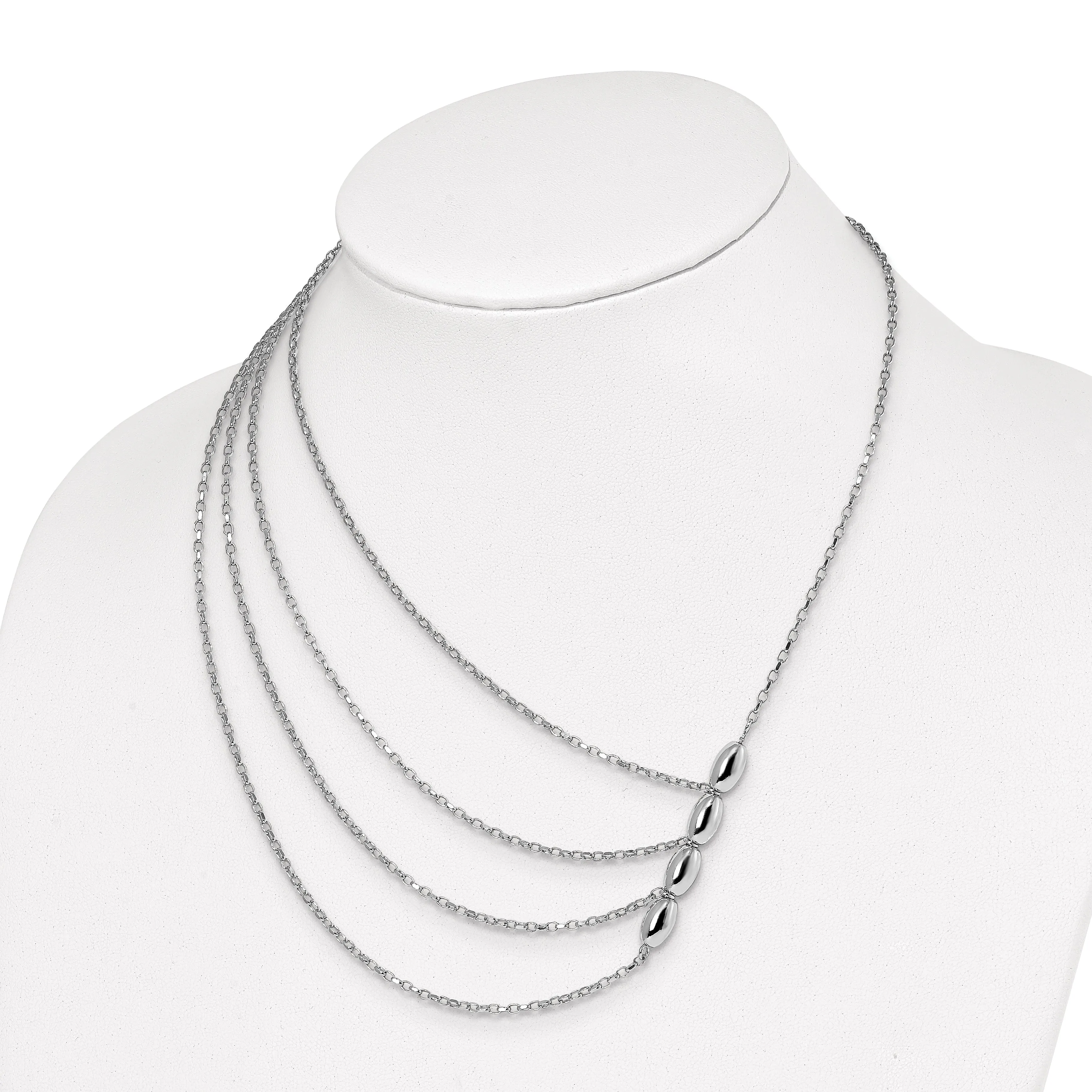 Silver Rhodium Polished MultiStrand Necklace