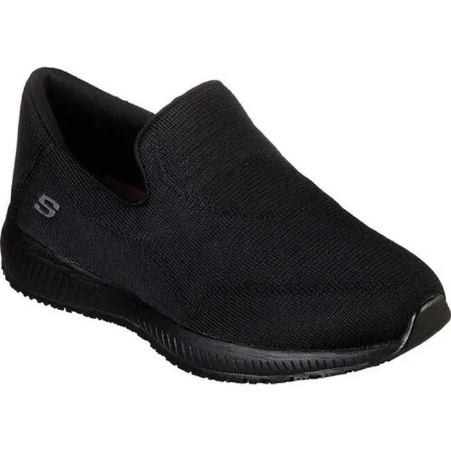 Skechers Women's Work Relaxed Fit Squad Slip Resistant Memory Foam Miskin Black, Sz 9 wide width!