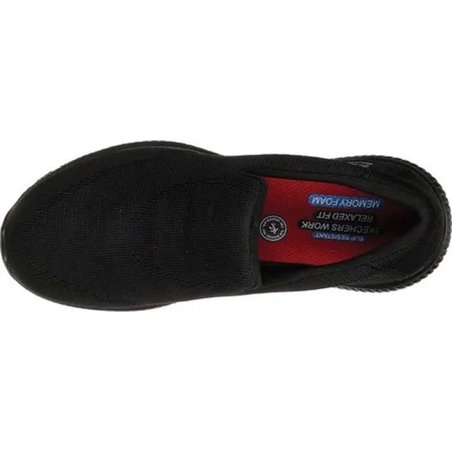 Skechers Women's Work Relaxed Fit Squad Slip Resistant Memory Foam Miskin Black, Sz 9 wide width!