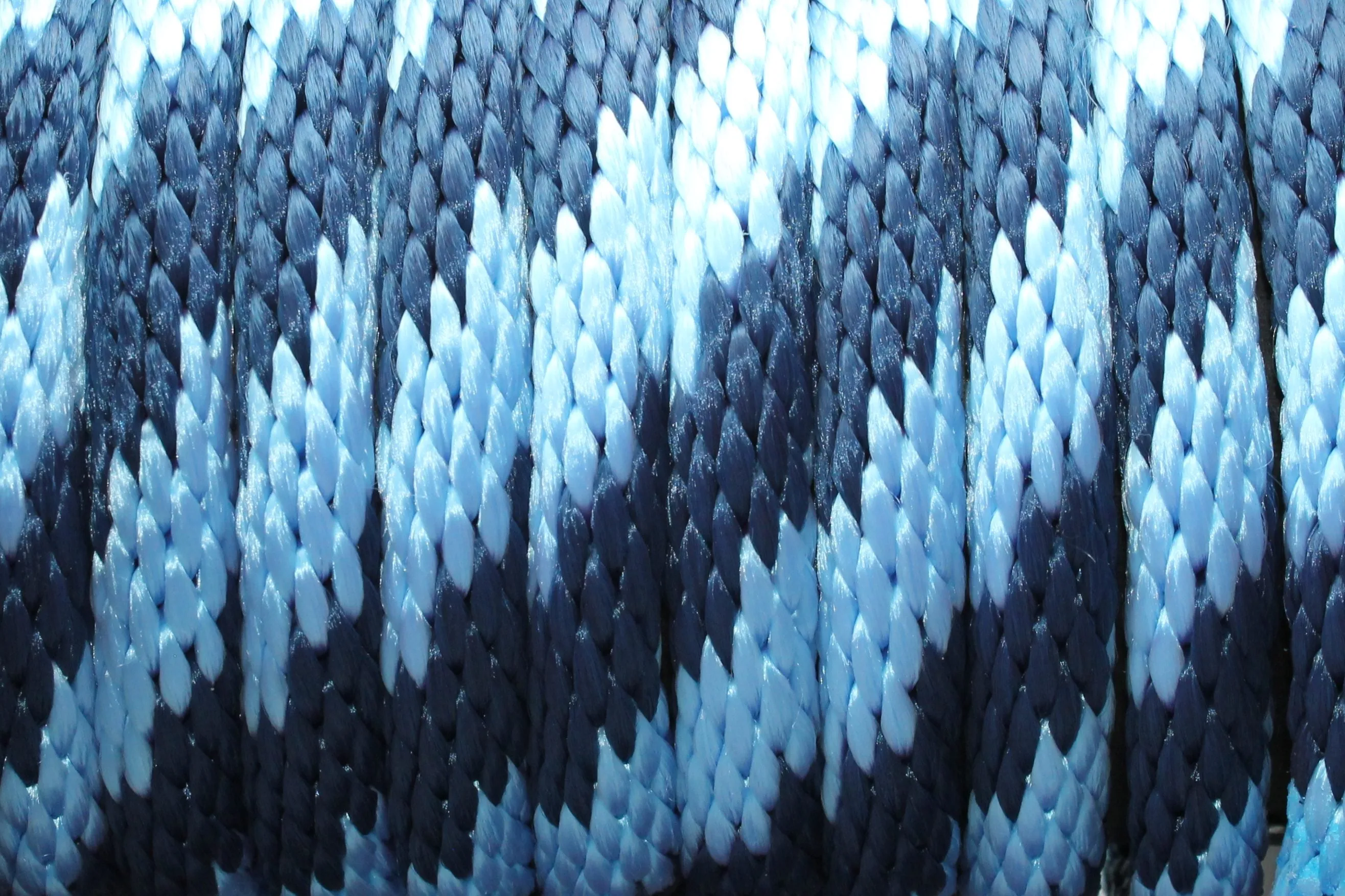 Sky Blue and Navy Solid Braided Multifilament Polypropylene Rope