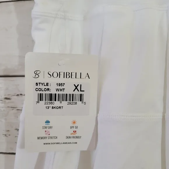 Sofibella 13” Women's Tennis Golf Panel Skort UV Protection In White Size XL