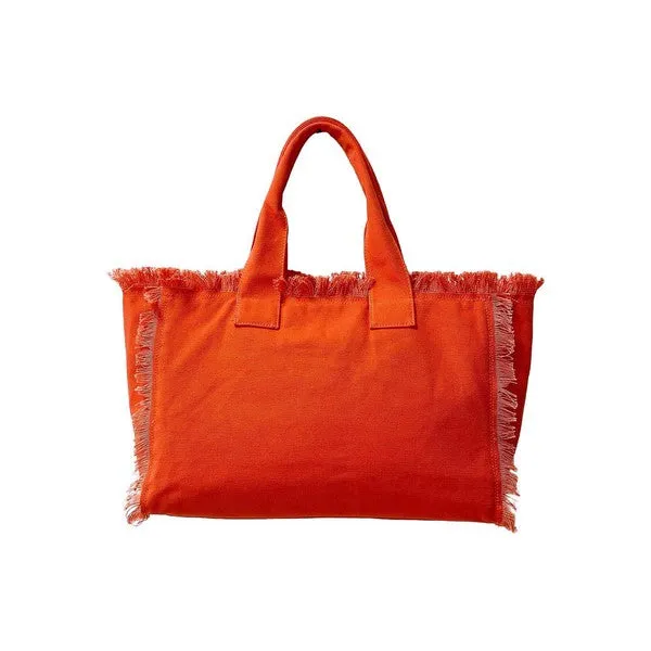 Solid Large Canvas Fringe Tote