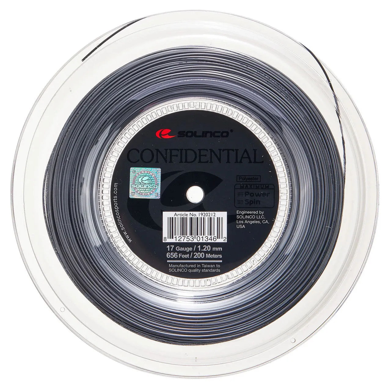 Solinco Confidential 17/1.20 Tennis String Reel (Grey)
