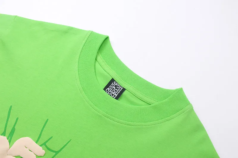 Sp5der Green Foam Printing High Weight T-Shirt Green