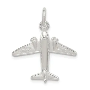 Sterling Silver Polished 3 D Jet Charm Pendant