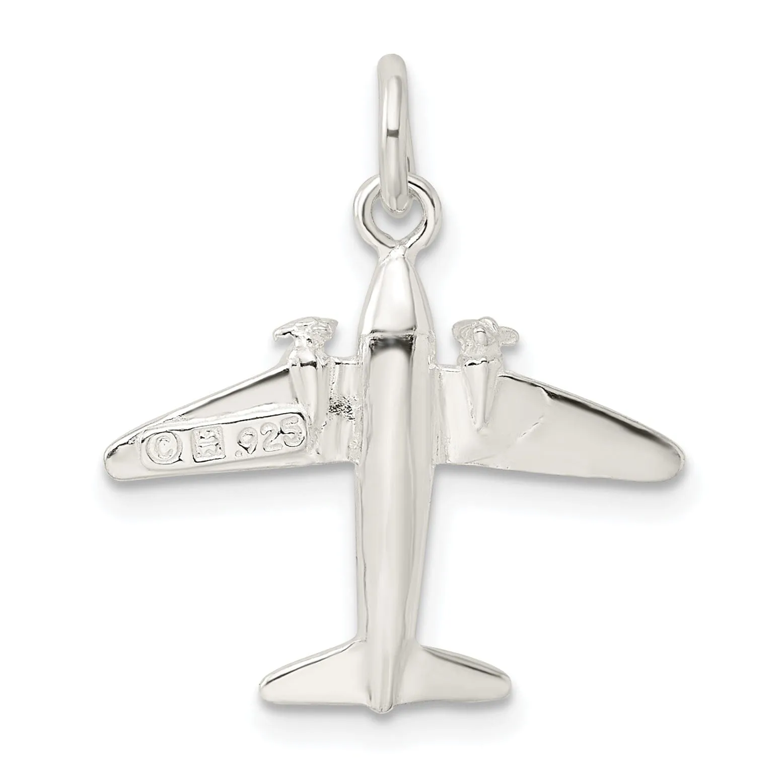 Sterling Silver Polished 3 D Jet Charm Pendant