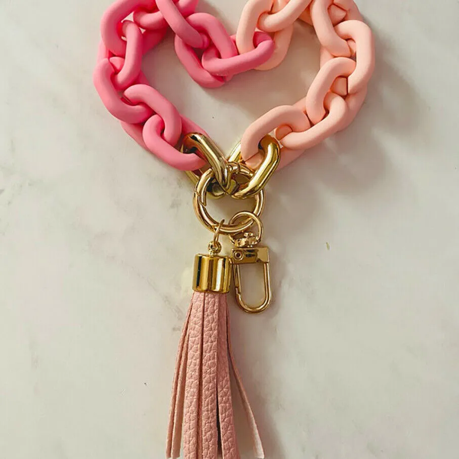 Summer Acrylic Link Keychains With Tassel