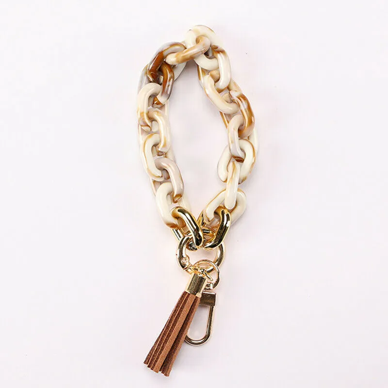 Summer Acrylic Link Keychains With Tassel