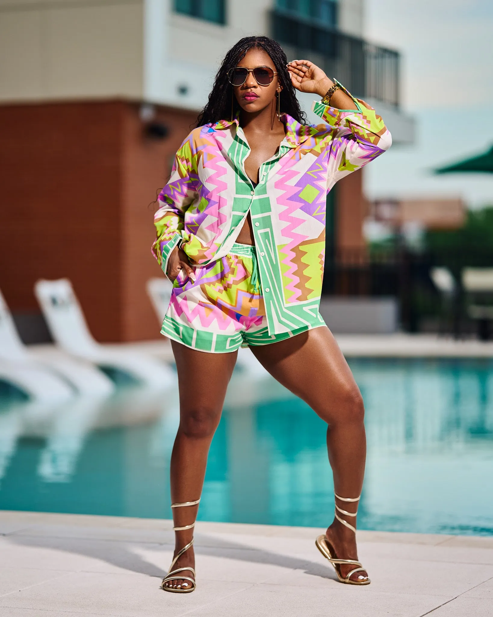 Summer Games | Linen Set | Multi/Green