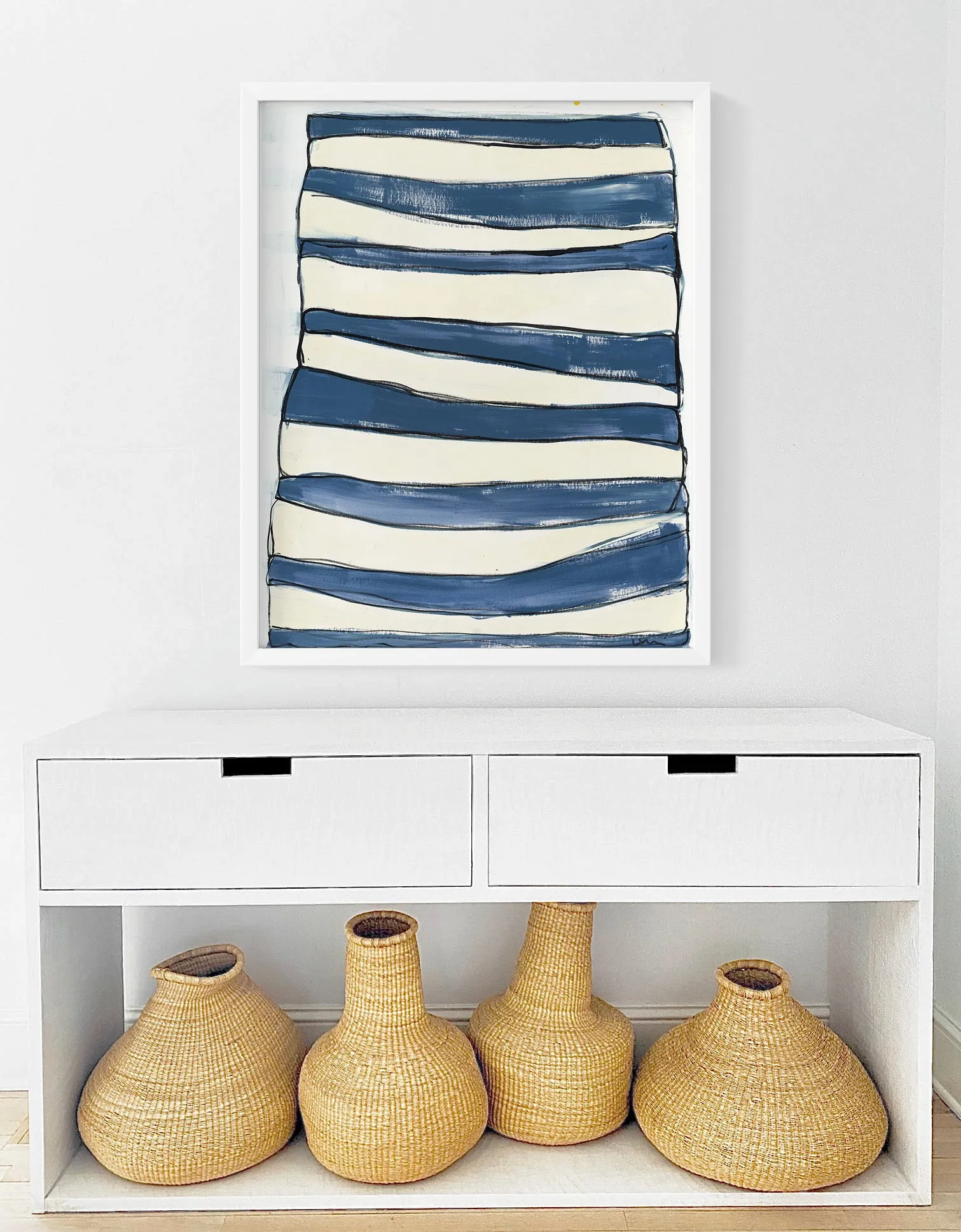Summer Stripes Blueberry Art Print