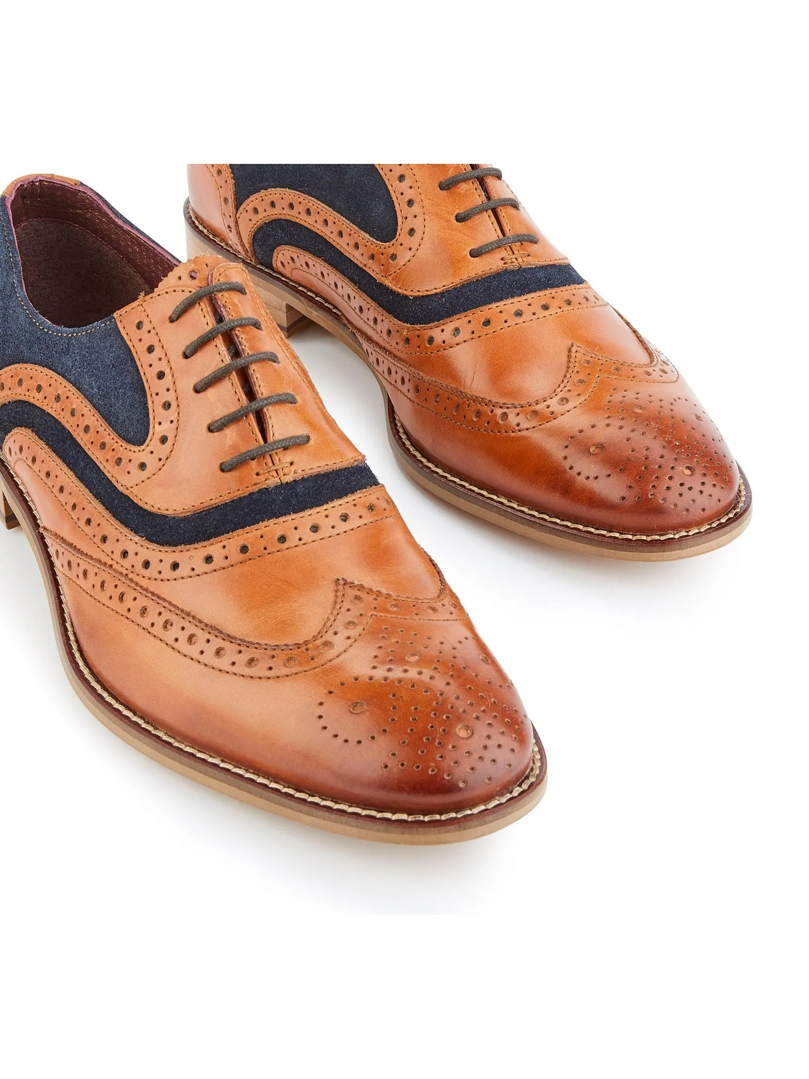TAN & NAVY SUEDE OXFORD BROGUES