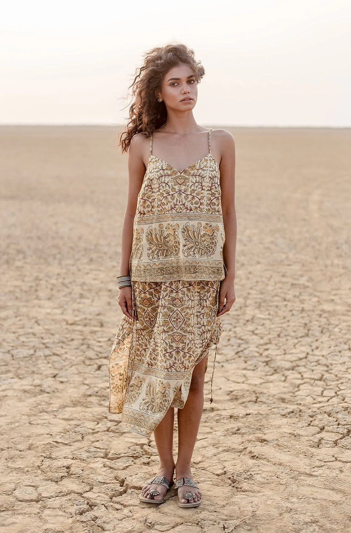 Tanvi Camisole in Rust Peacock Border