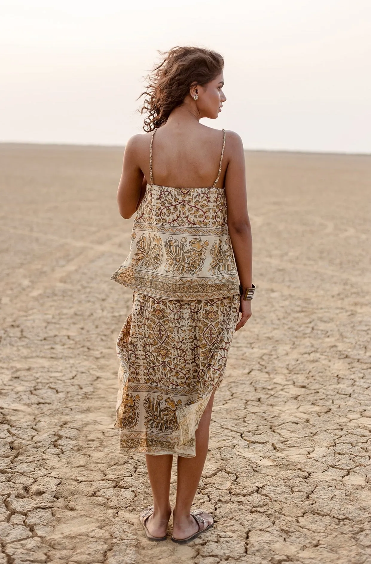 Tanvi Camisole in Rust Peacock Border
