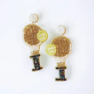 Tennis Racket with Ball Beaded Earrings
