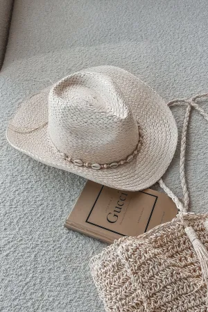 The Beach Is This Way Ivory Shell Cowboy Hat