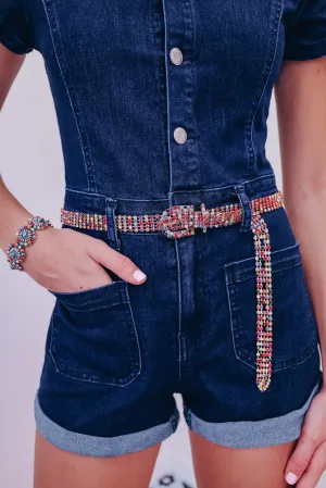 Thin Rhinestone Belt - Multi