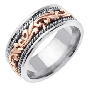 Titanium and 14K Two Tone Gold Paisley Celtic Hand Braided Ring