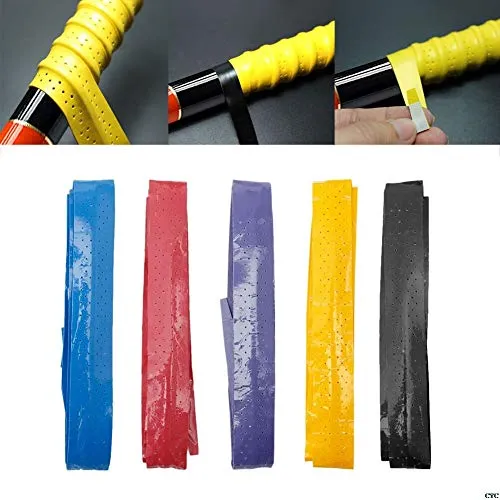 Toyshine Pack of 5 PU Anti Slip Over Grip Roll for Tennis, Badminton, Squash, Racket Handle (Multicolour, Long SSTP)
