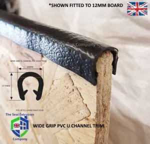 TSEC 039 PVC Wide Square edge Trim with Metal Insert and Self Grip