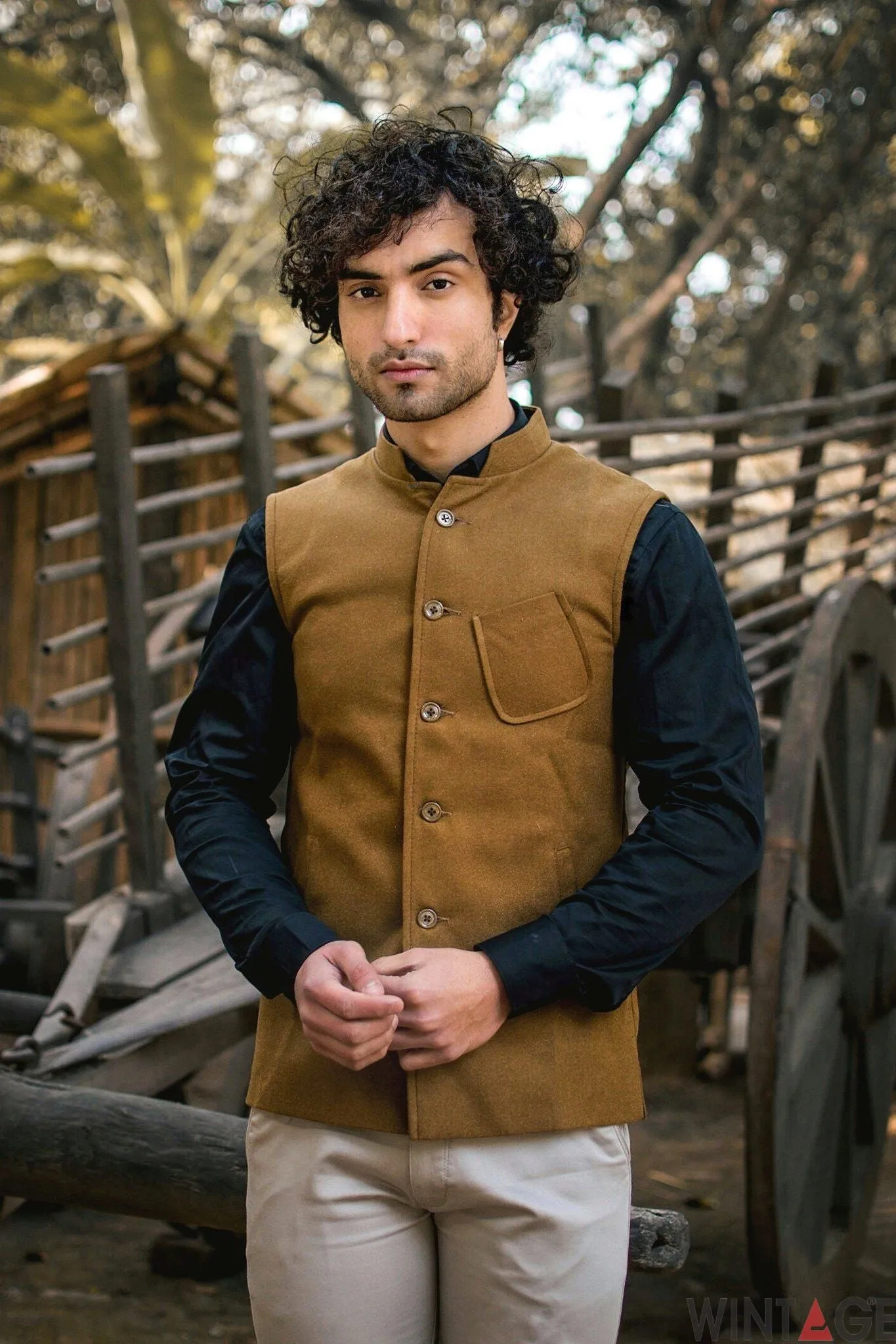 Tweed Wool Brown Modi Nehru Jacket
