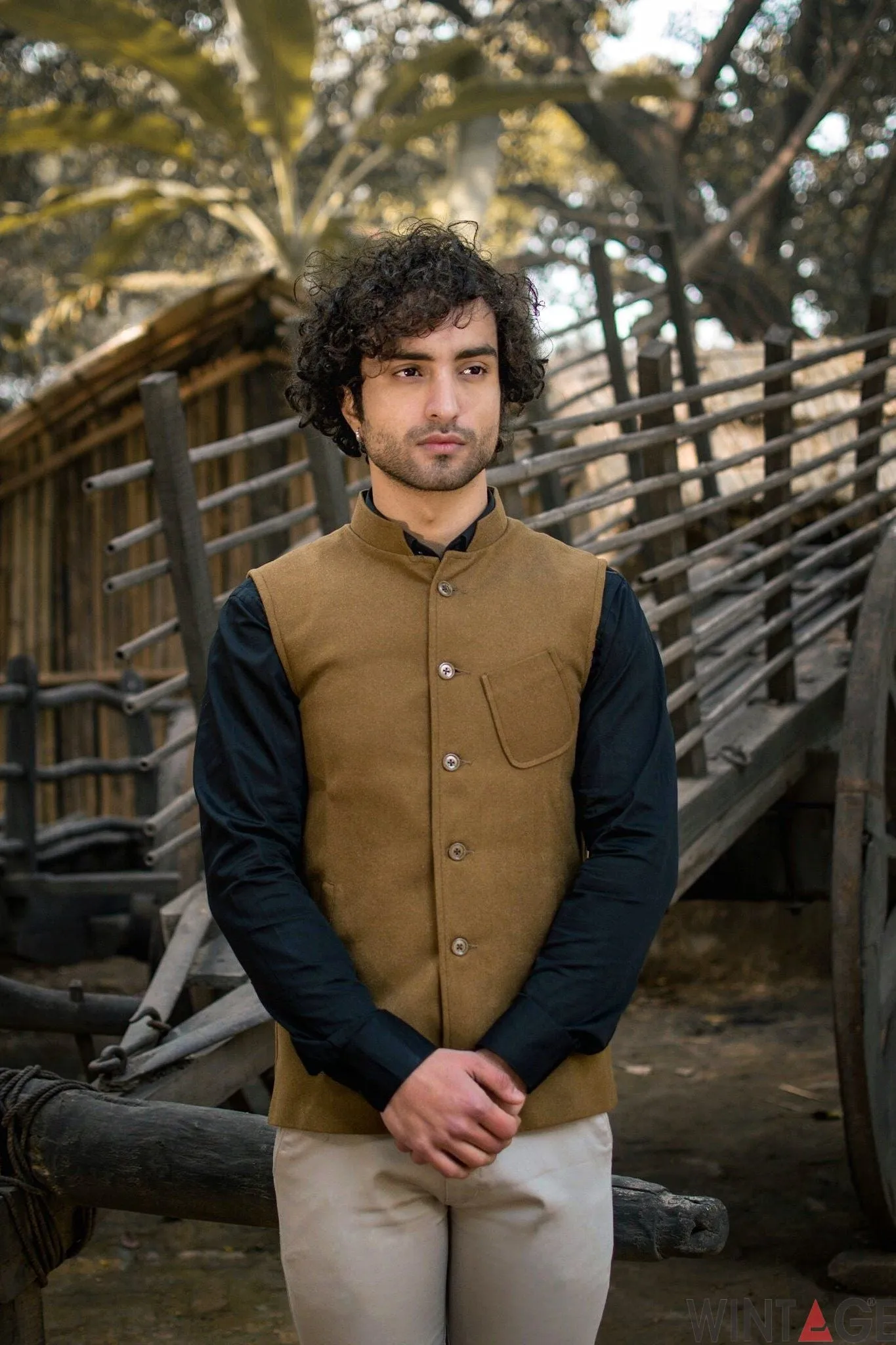Tweed Wool Brown Modi Nehru Jacket