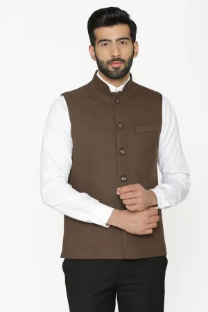 Tweed Wool Brown Modi Nehru Jacket