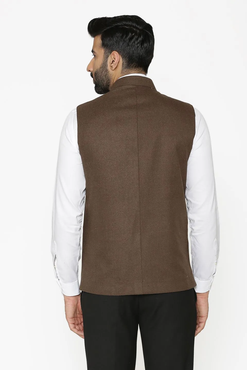 Tweed Wool Brown Modi Nehru Jacket