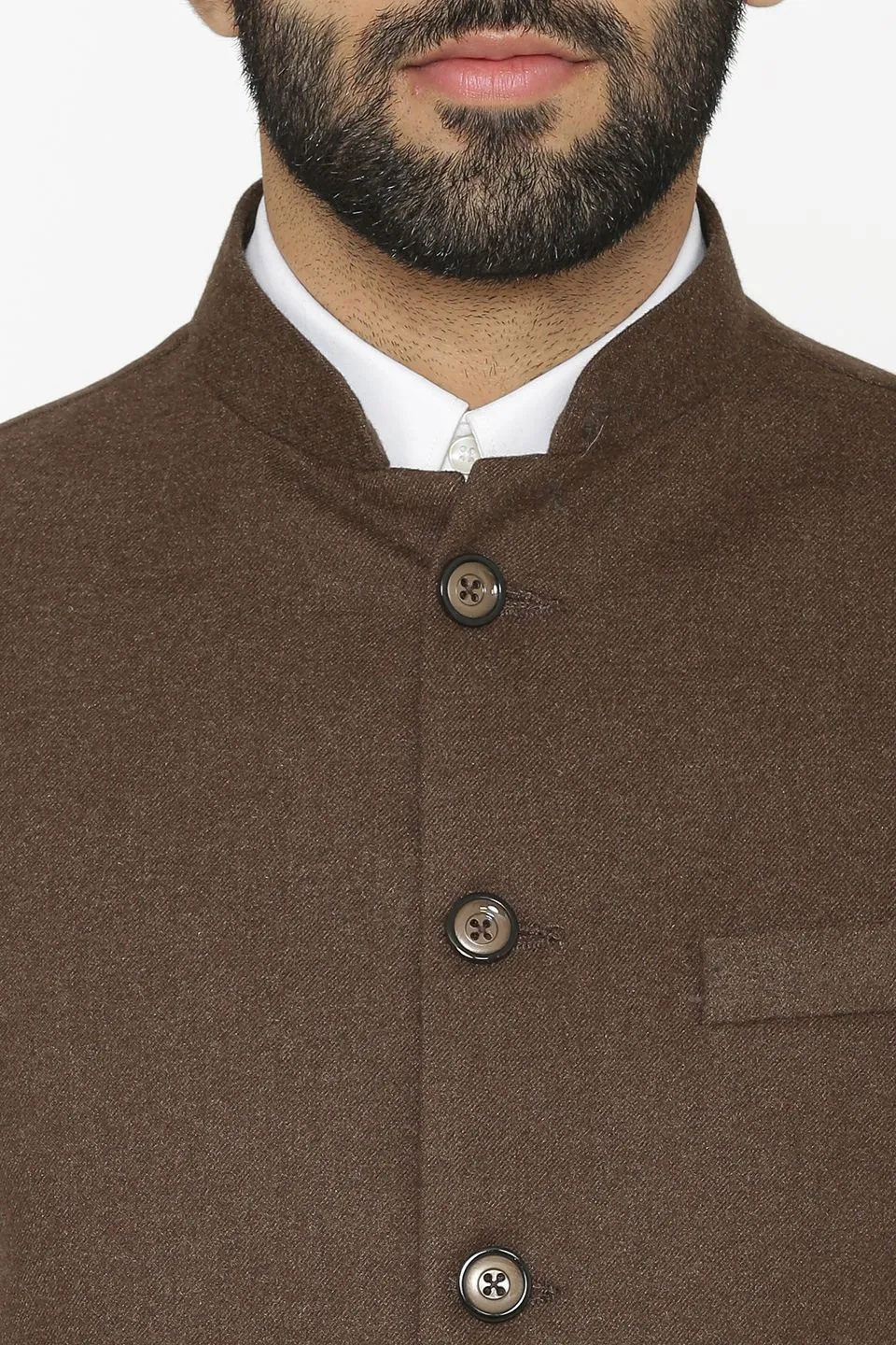 Tweed Wool Brown Modi Nehru Jacket