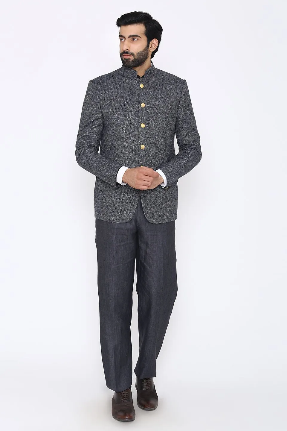 Tweed Wool Grey Bandhgala