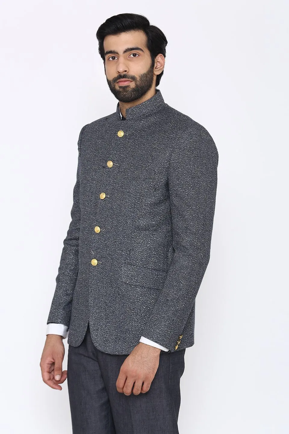 Tweed Wool Grey Bandhgala
