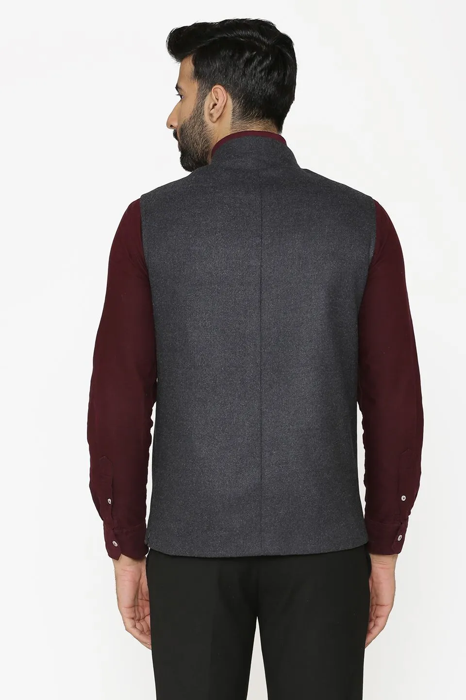 Tweed Wool Grey Modi Nehru Jacket