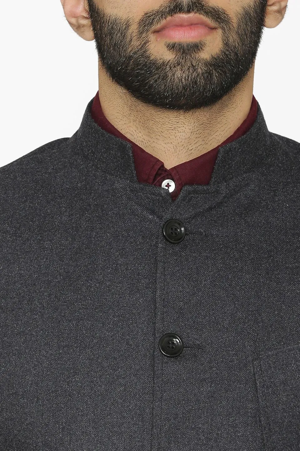 Tweed Wool Grey Modi Nehru Jacket