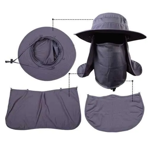 Unisex Men Women Mesh Polyester Uv Protection Windproof Fishing Cap Outdooors Cap Neck Face Hat