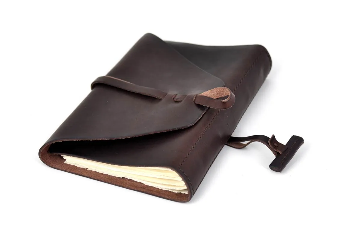 Vachetta Leather Handmade Old World Journal - Walnut Brown