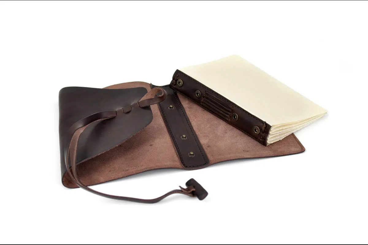 Vachetta Leather Handmade Old World Journal - Walnut Brown