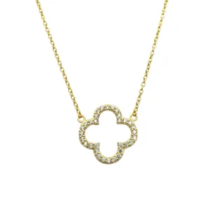 VC Single Open Quatrafoil Necklace in Gold