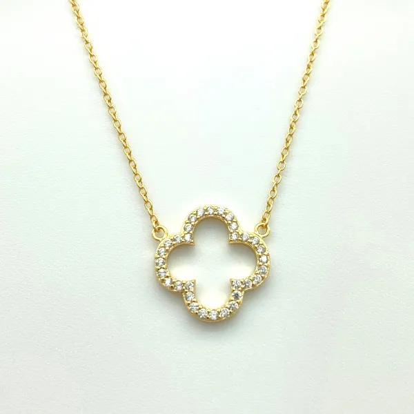 VC Single Open Quatrafoil Necklace in Gold