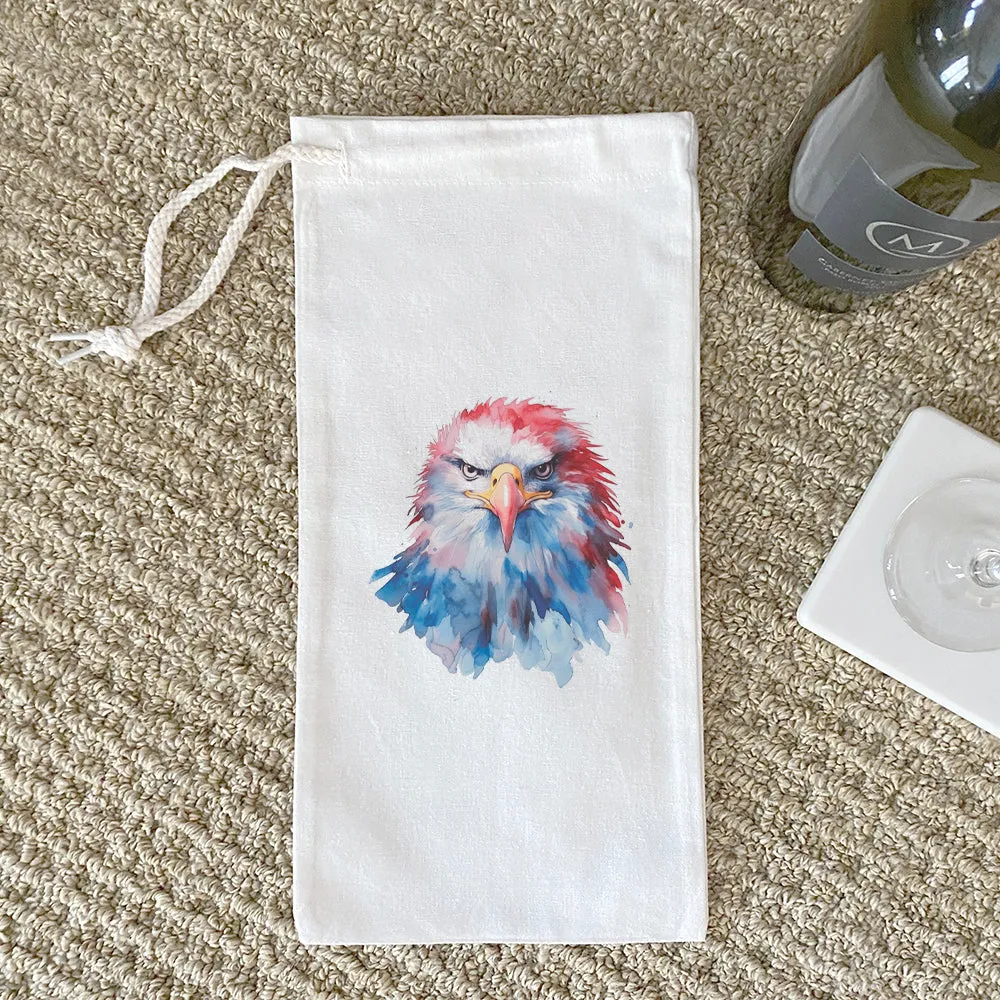 Watercolor Patriotic Eagle - Canvas Wine Bag
