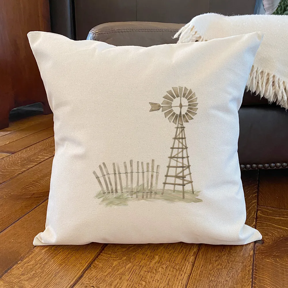 Watercolor Weathervane Scene - Square Canvas Pillow