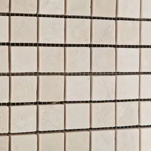 White Pearl / Botticino Marble 1 X 1 Polished Mosaic Tile - Lot of 50 Sheets