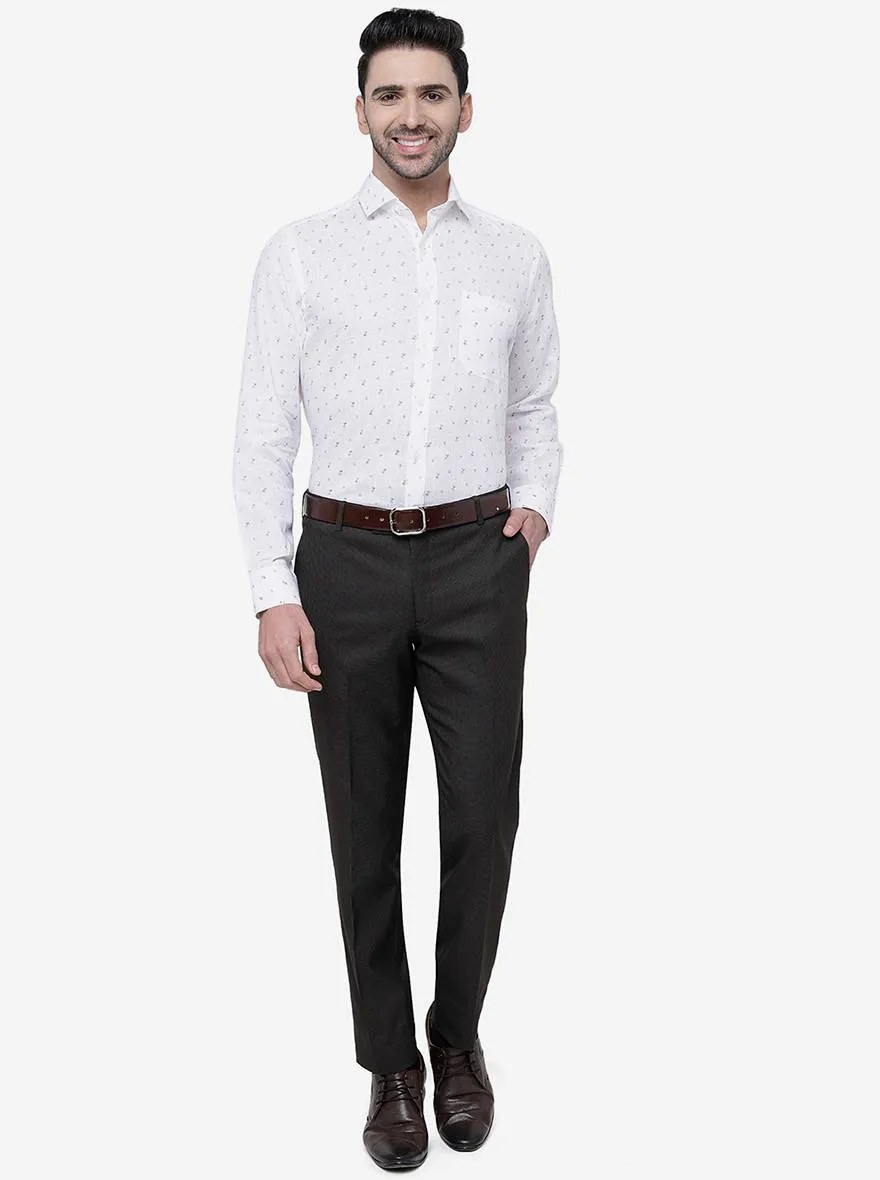 White Printed Regular Fit Formal Shirt | JadeBlue